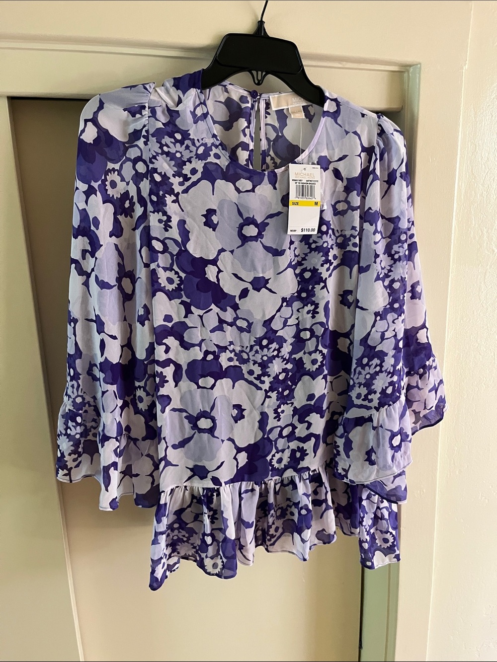 MICHAEL Michael Kors Lavender and Purple Floral Ruffle Blouse